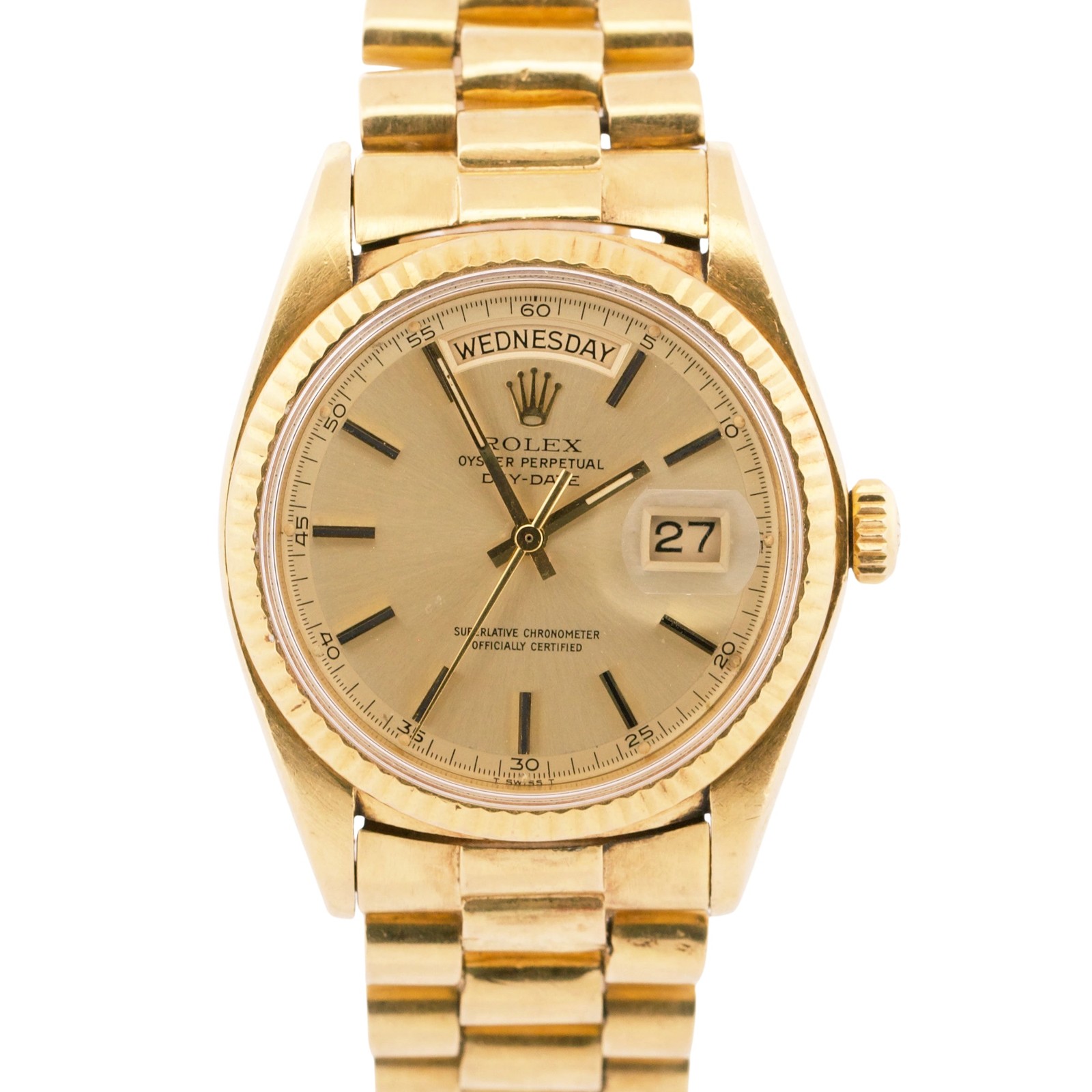 1978 Rolex Day-Date President CHAMPAGNE Fluted 36mm 18K Yellow Gold Watch 18038