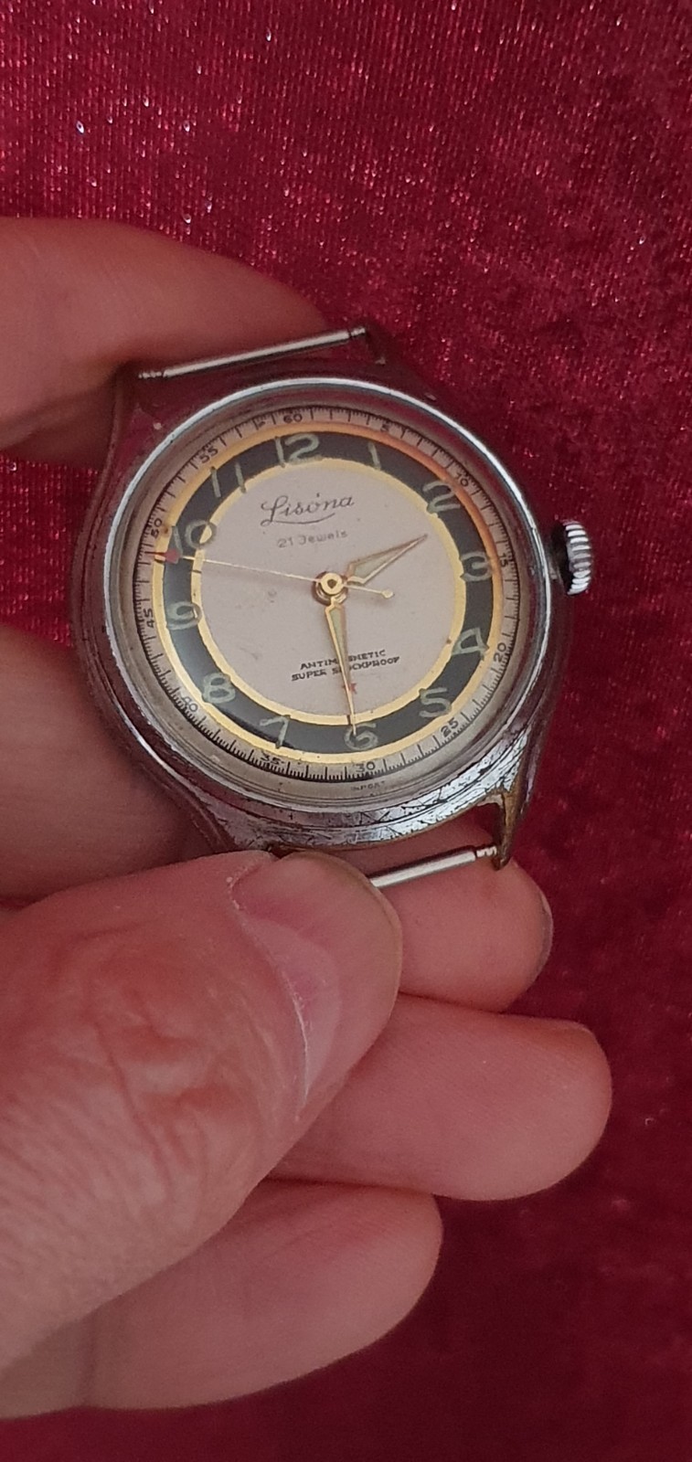 Vintage Men’s Lisona De Luxe Watch, French-Made Cal. HP 127, Mid-20th Century