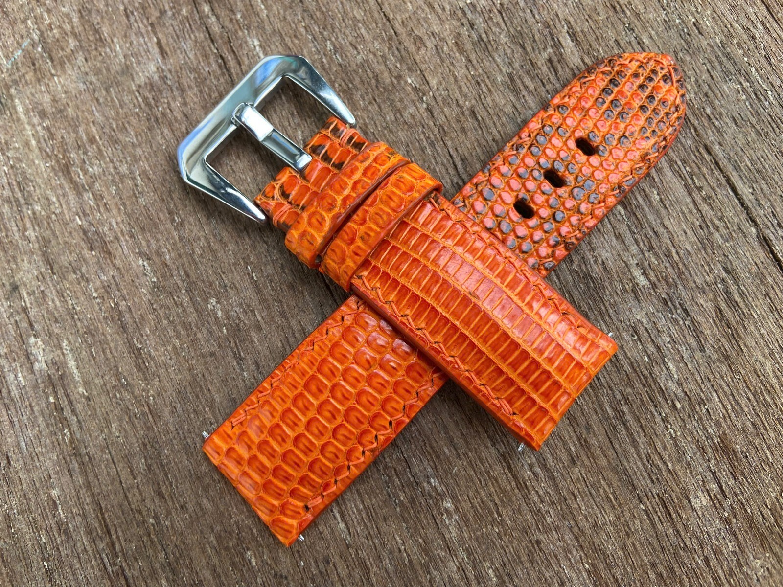 Orange Lizard Leather Watch Strap Band, Size 16mm 18mm 20mm 21mm 22mm 24mm 26mm