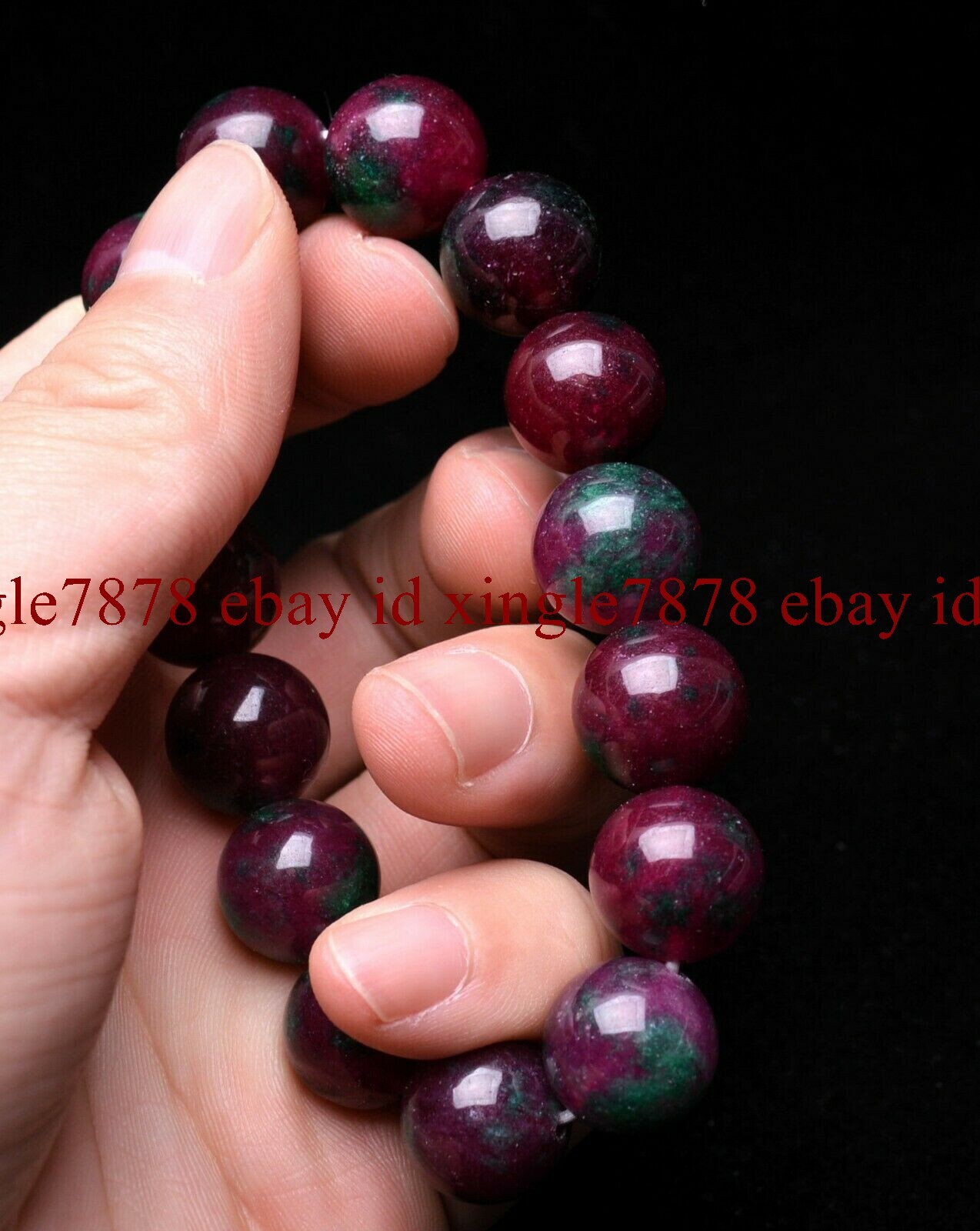 6mm-20mm Top Natural Red Green Zoisite Epidote More Red Gemstone Bead Bracelet
