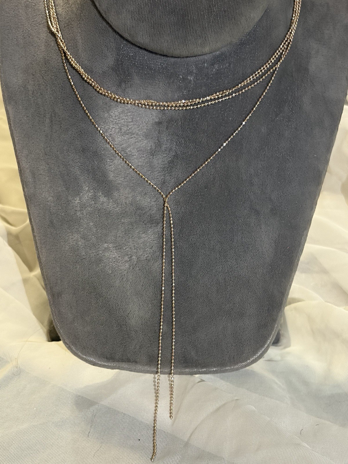 Vintage Gold Tone Layered Y Drop Necklace Multi Chain Lariat Minimalist