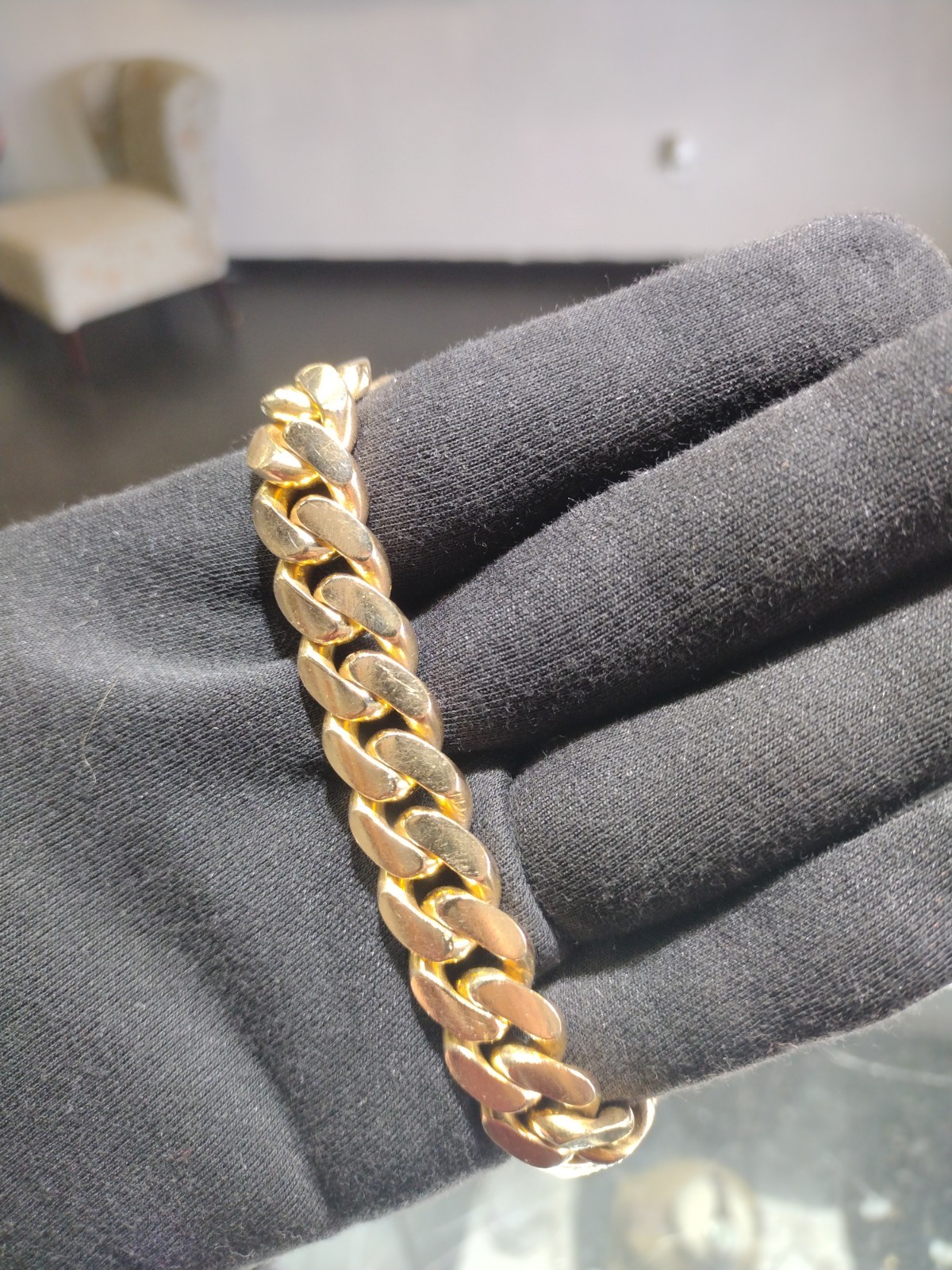 10KT Yellow Gold Cuban Link Bracelet 127.1 Grams 12MM
