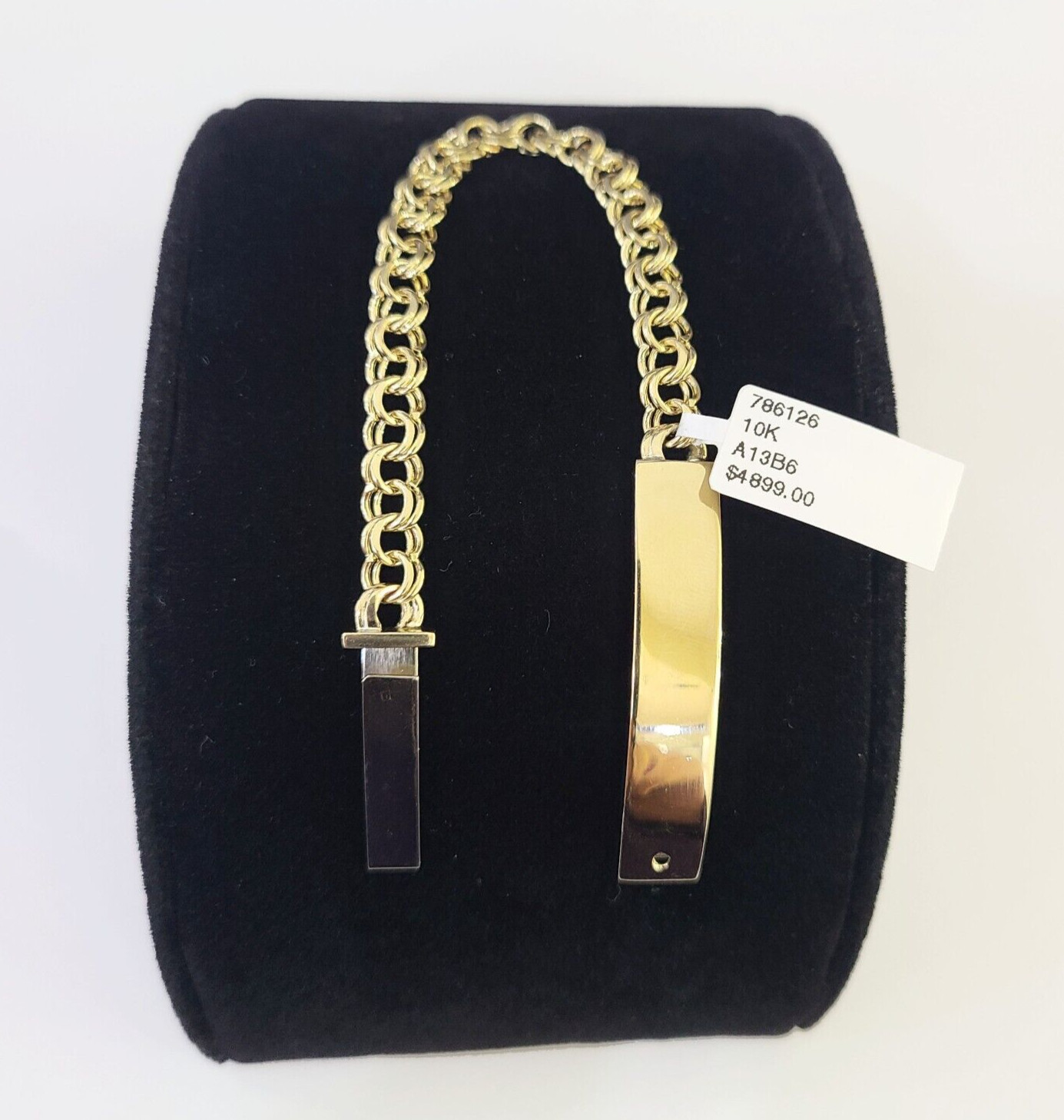 10k Chino ID Bracelet Yellow Gold Box Lock Real 10kt Men Women 6″