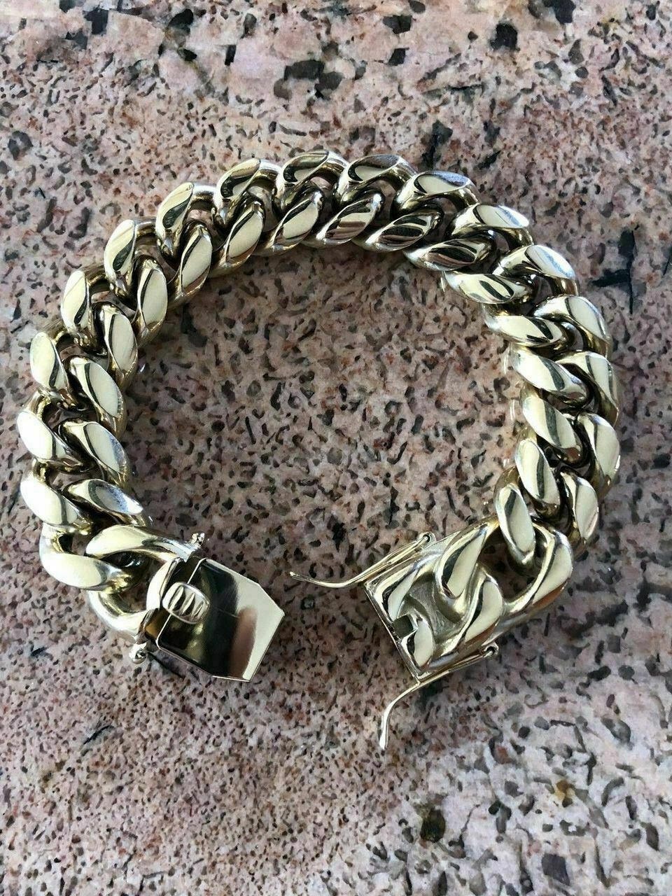 18mm Men’s Miami Cuban Link Bracelet 14k Gold Plated Stainless Steel 150 Grams