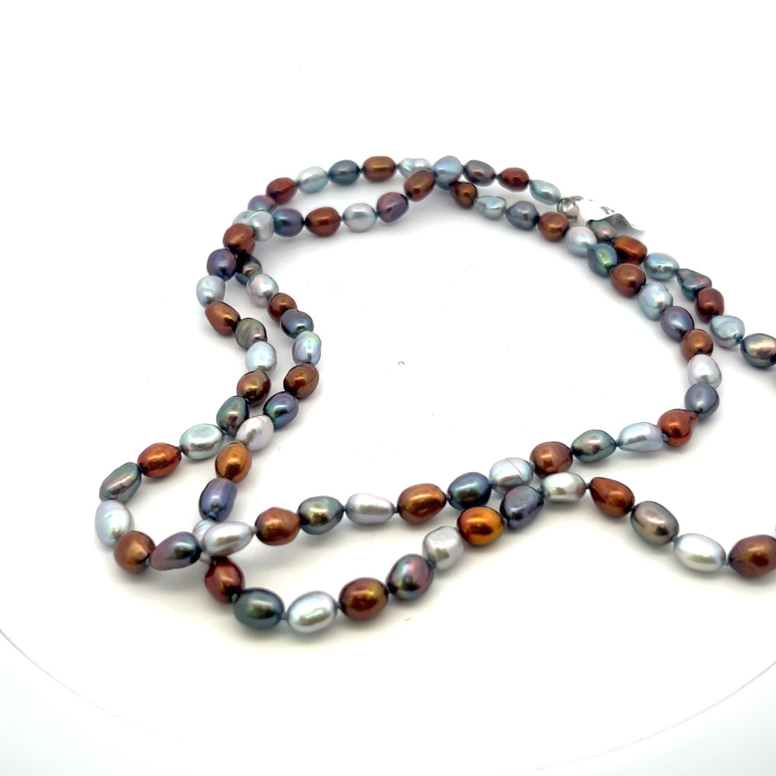 HONORA 36inch Genuine Freshwater 7-8mm Blue & Copper Dyed Baroque Pearl Necklace