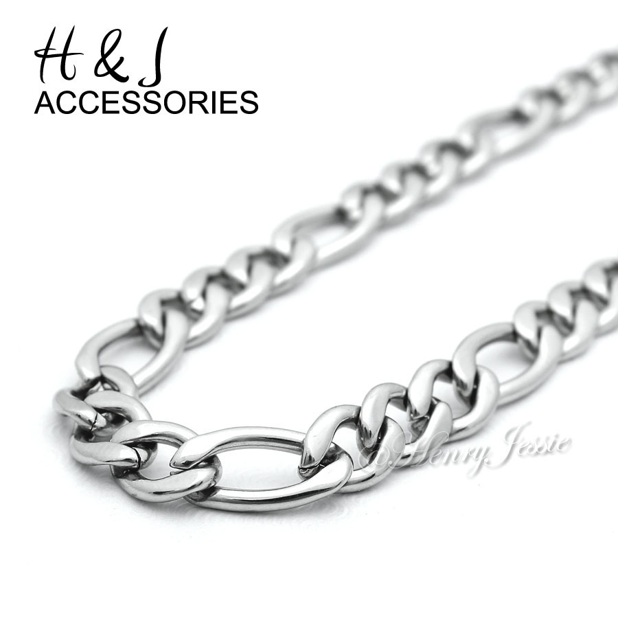 18-36″Stainless Steel 4mm Silver Figaro Link Necklace JESUS Cross Pendant*P62