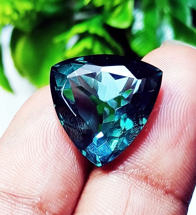 11.70 Ct Natural Green Amethyst Trillion Cut Certified Loose Gemstone ~Free Gift