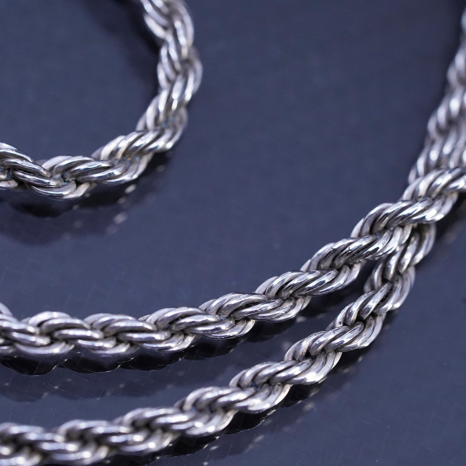 24” 4mm, vintage Armbrust sterling silver 925 French rope chain necklace
