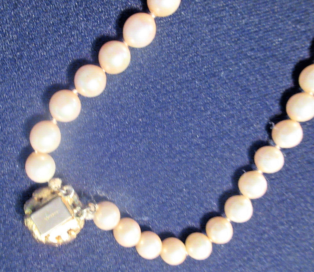 Vintage Vendome Hand Knotted Chocker Necklace Double Strand Faux Pearls 7″