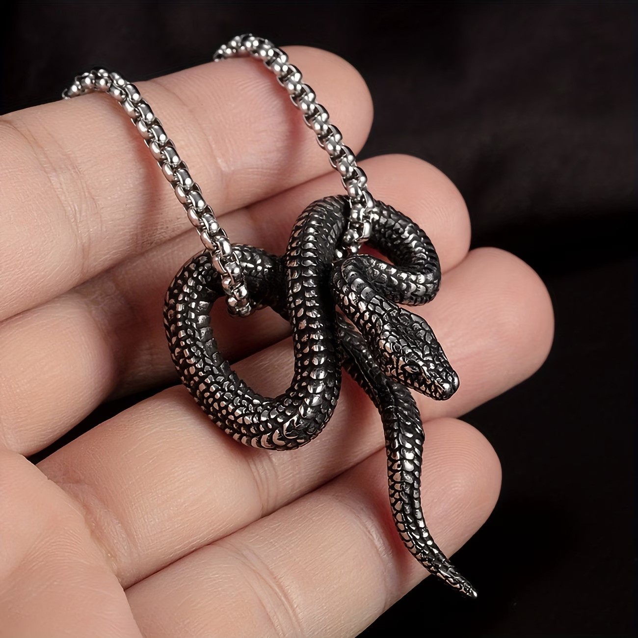 925 Sterling Silver Charm New Fashion Jewelry King Cobra Snake Pendant Necklace