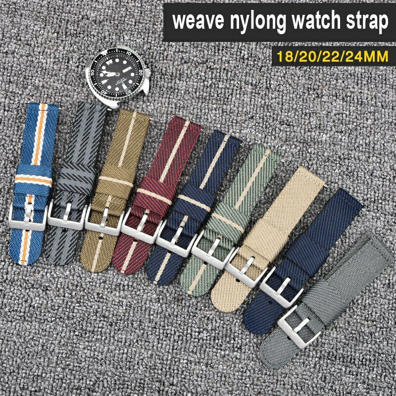 18mm 20mm 22mm Weave Nylon Watch Strap 24mm Watchbands Quick Release Wrist Band