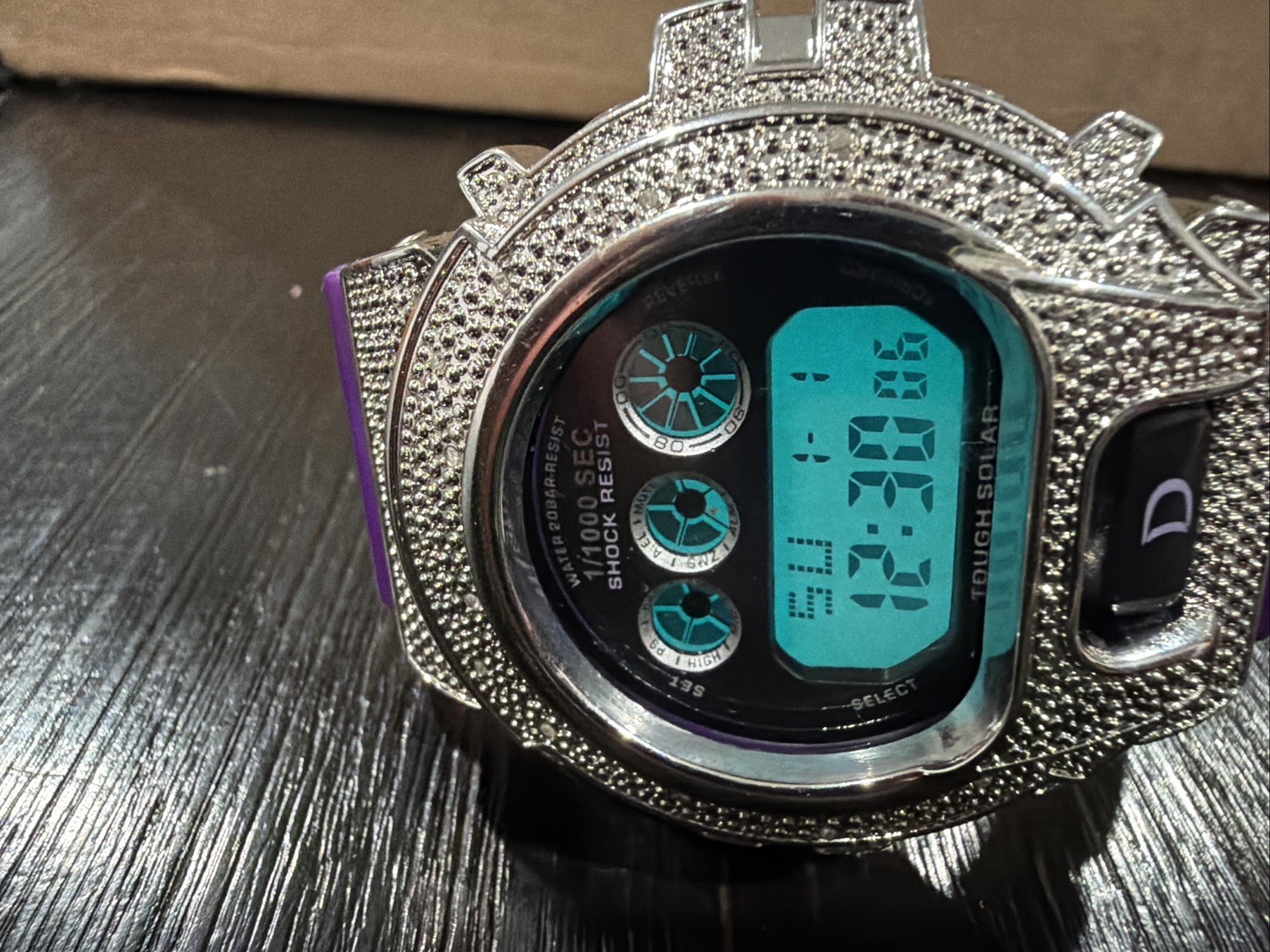 King Master Digital Purple Band Diamond Shock Watch