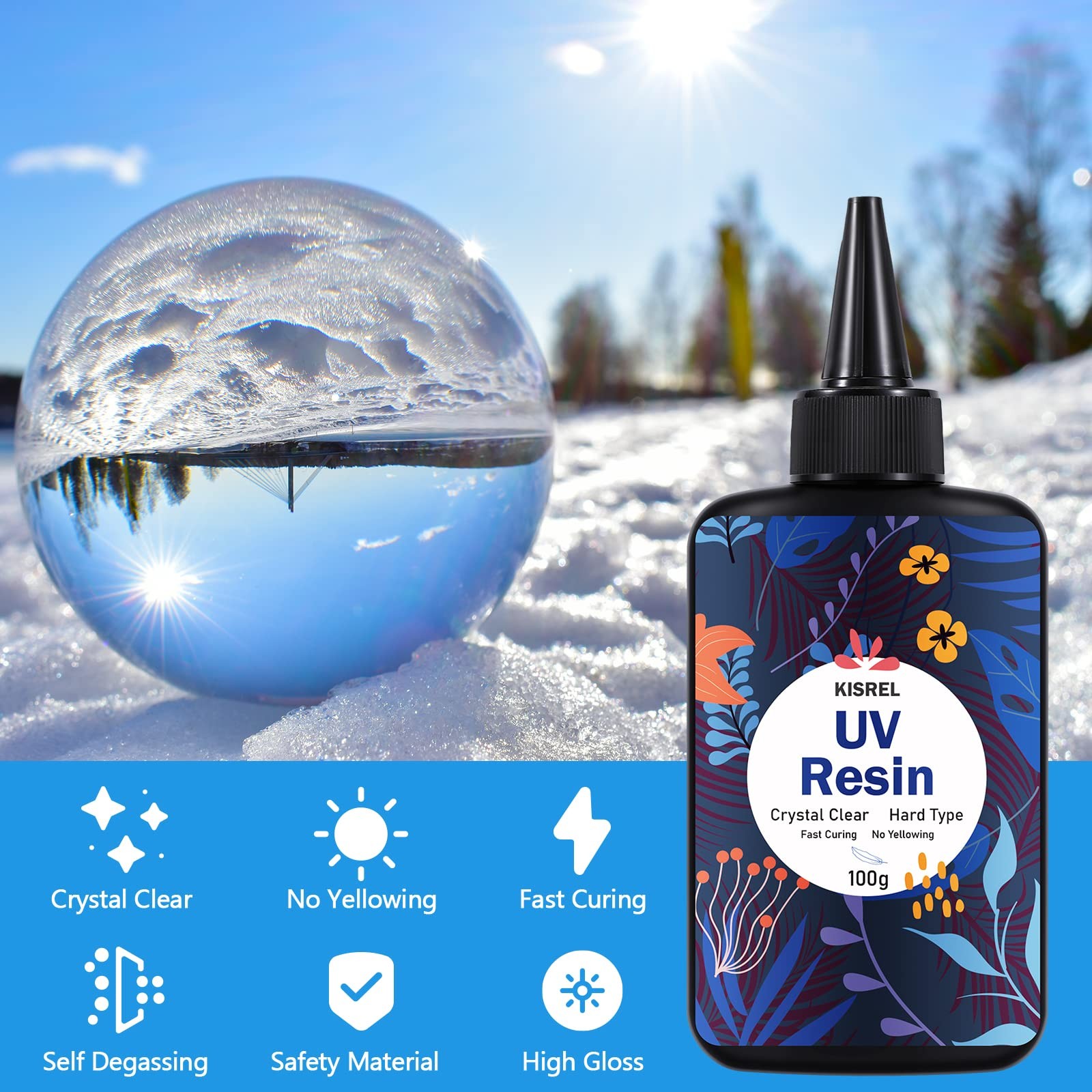 KISREL UV Resin 300G – Upgraded UV Resin Kit, Hard Type Crystal Clear