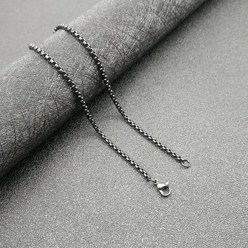 Pure Titanium 3mm Width Rolo Box Chain Anti-allergy Necklace Ultralight Unisex