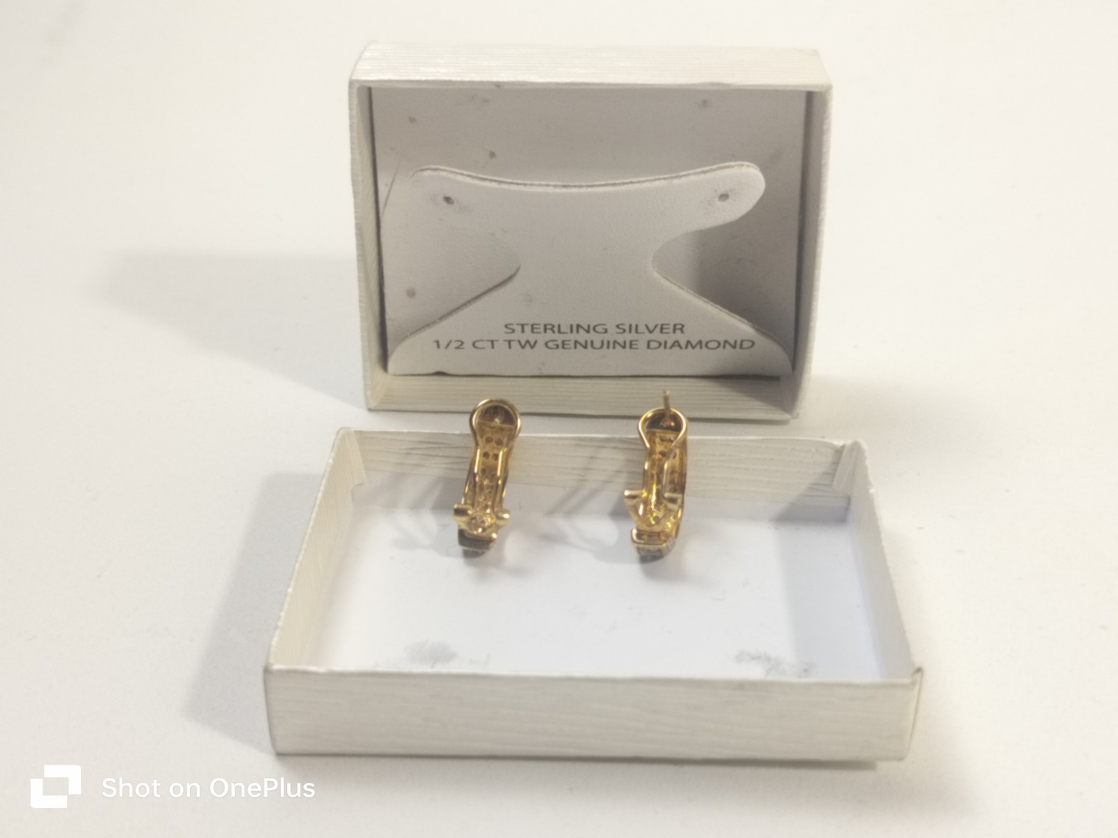 Victoria Townsend Macy’s 1/2 CT TW Genuine Diamond Earrings Sterling Silver / GP