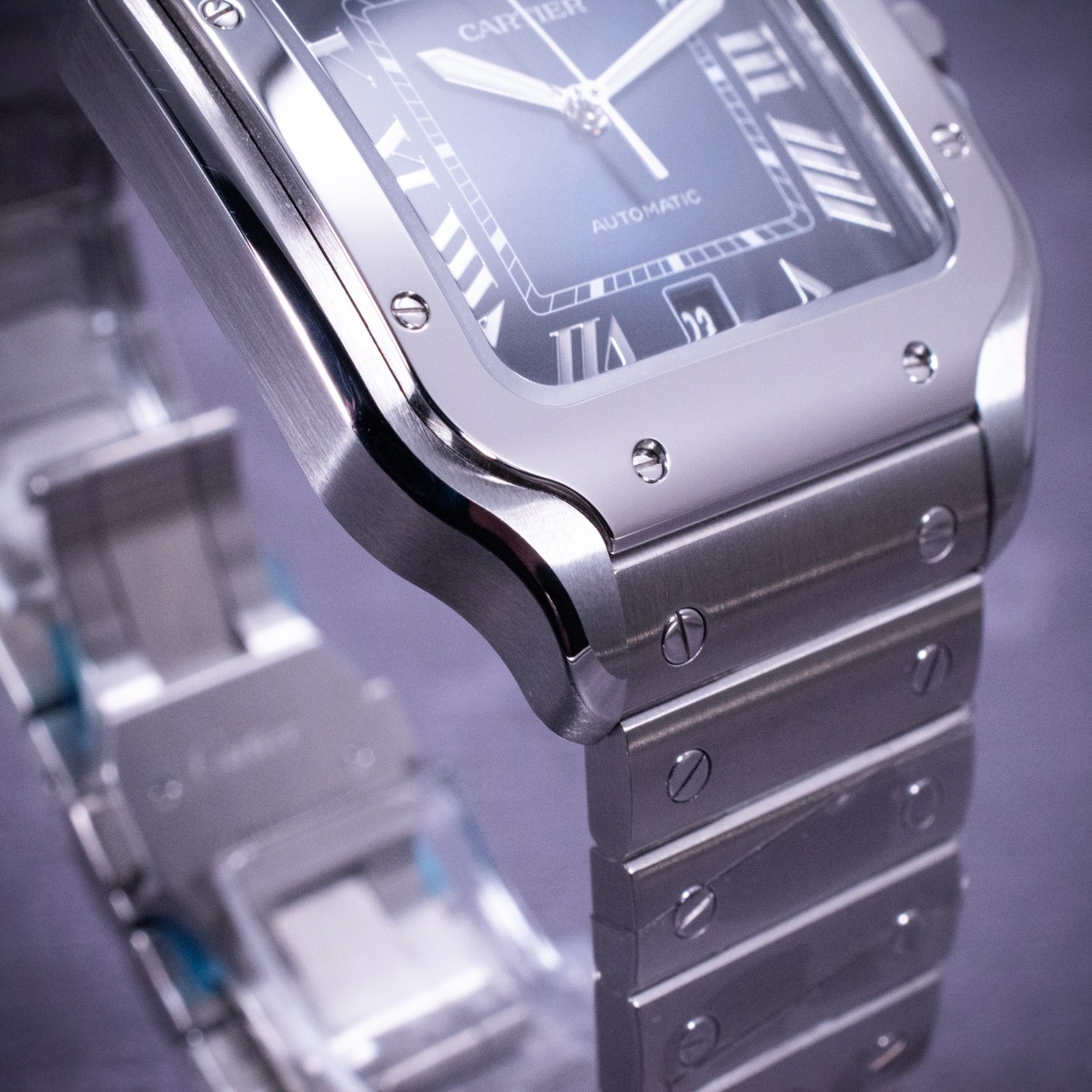 Unworn Cartier Santos de Cartier Large Model, Blue Dial, Ref. WSSA0030 w/ B&P