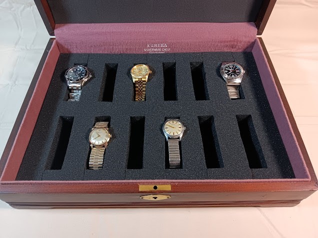 Vintage 12 Slot Custom Watch storage Box With Swiss Watch Face