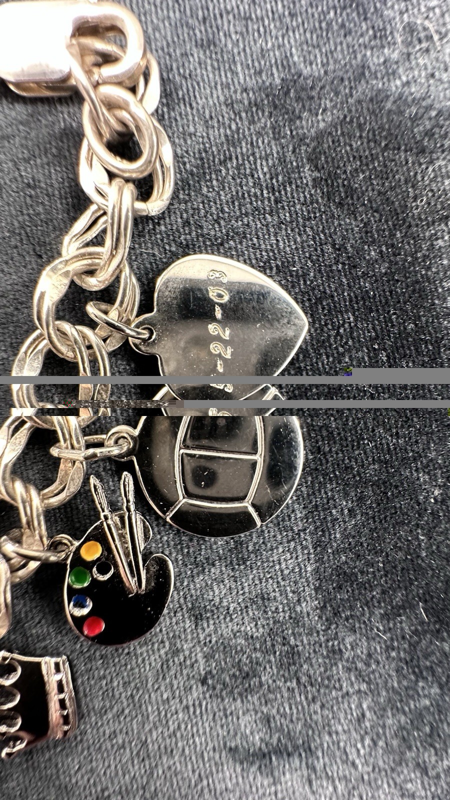 Rembrandt RQC Music Art (11) Charms Sterling Silver Rodium Plated Bracelet 6.25”