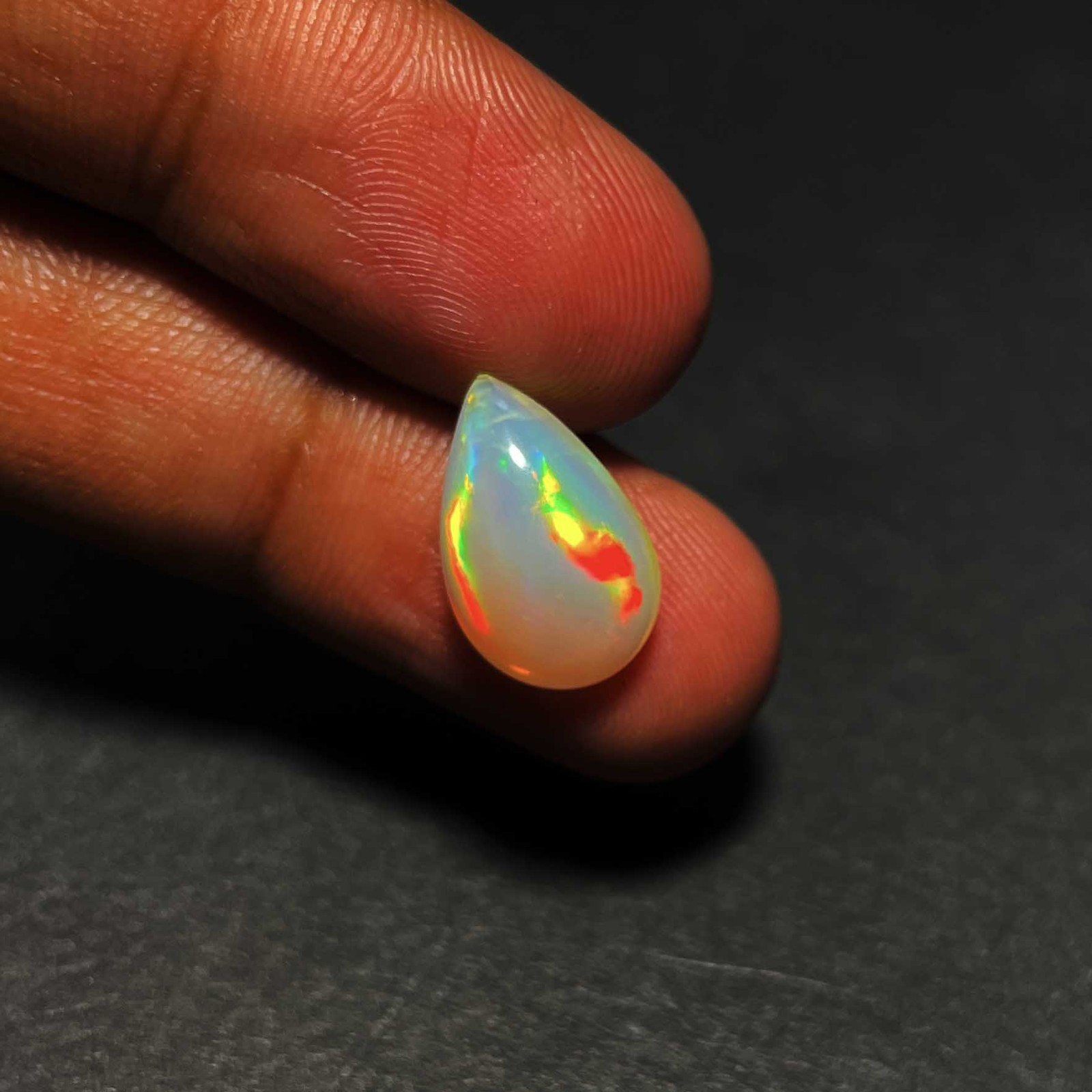 Natural AAA Ethiopian Opal Pear Cabochon Multi Fire Gemstone 9.5×15 MM 3 CT
