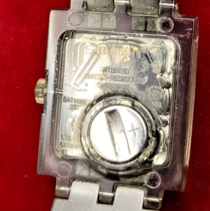 Vintage SWATCH Ladies Rectangular Clear Plastic Case Watch-VGC/Working