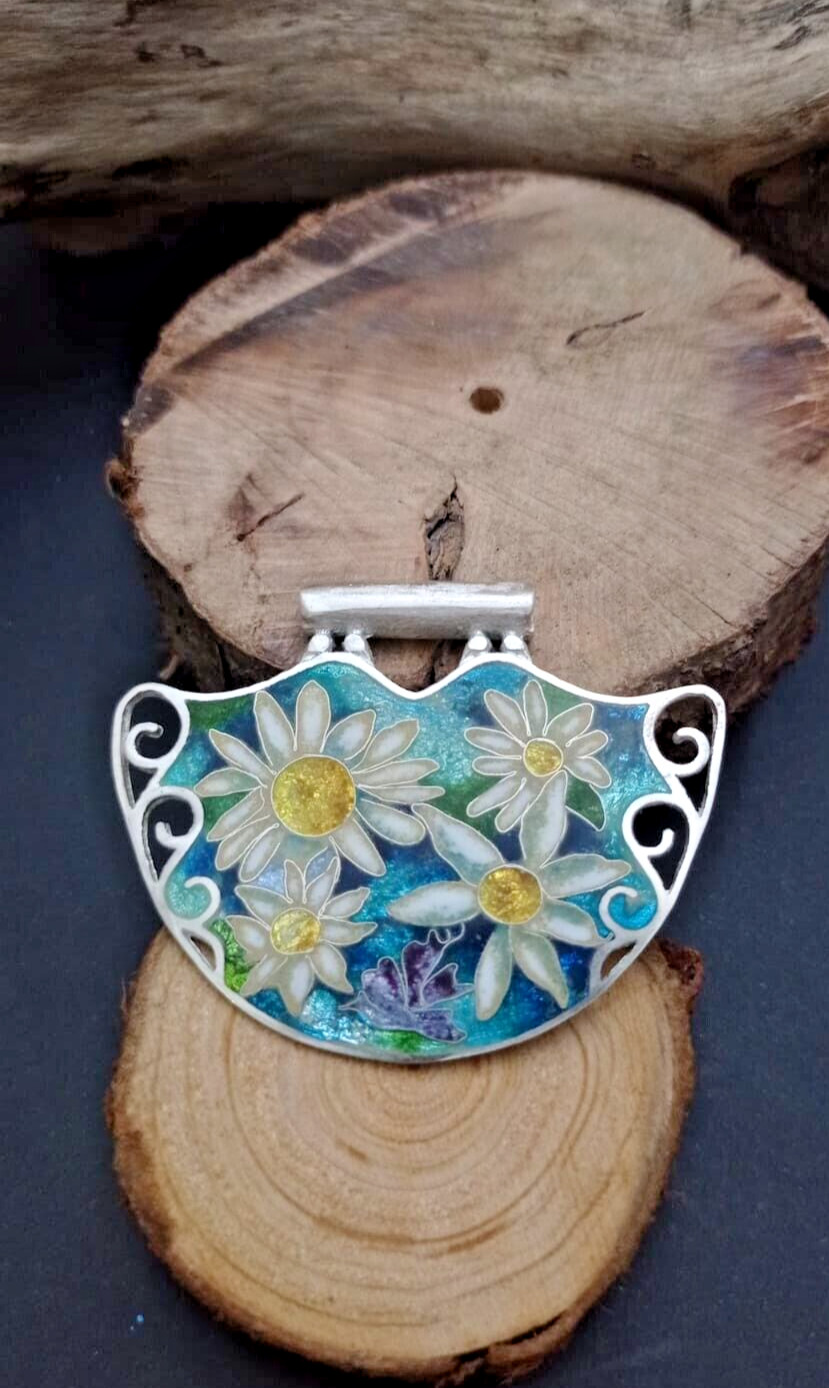 Sterling Silver handmade minankari – cloisonne enamel- Flowers