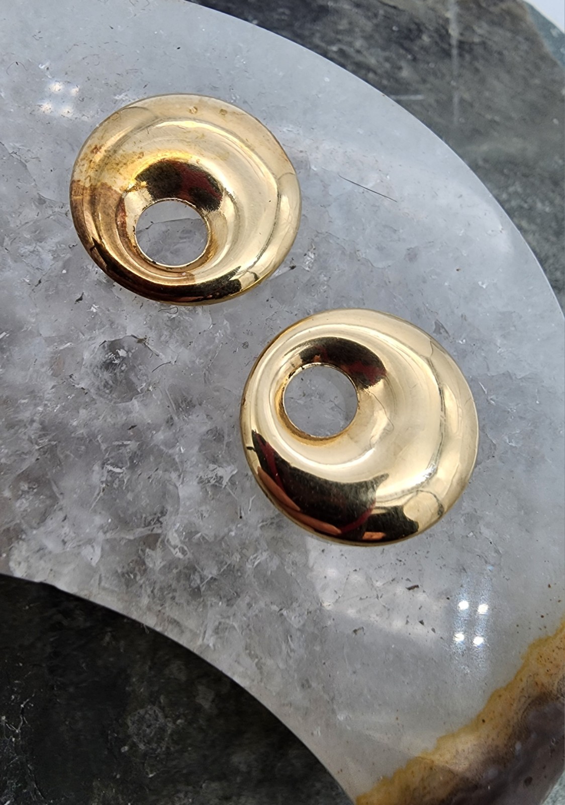 14k .585 Gold Jacket Enhancer Puffy Post Stud 3/4″ Earring Au 2628
