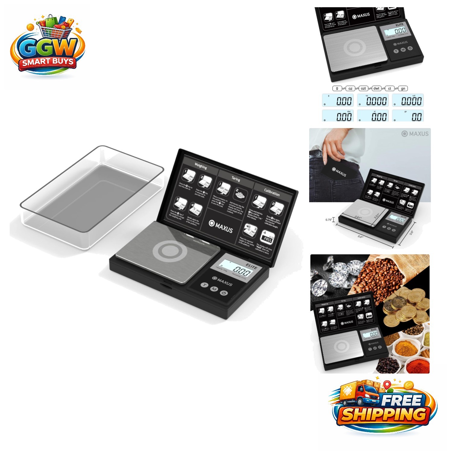 Portable Digital Gram Scale 500g x 0.01g with Auto Shut Off & Tare Function