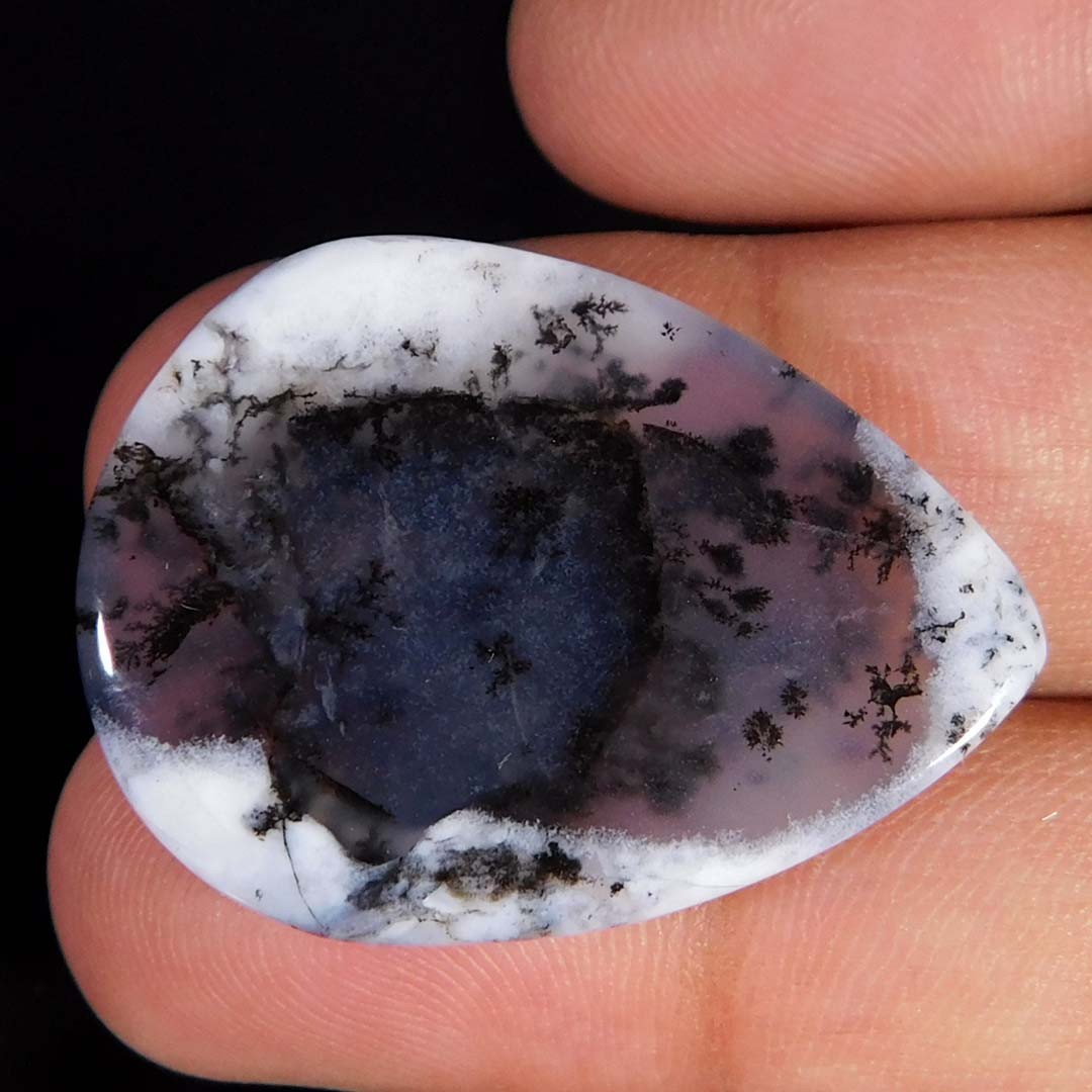 34.75Cts. Natural Gorgeous Dendritic Opal Pear Cabochon Reiki Healing Gemstone