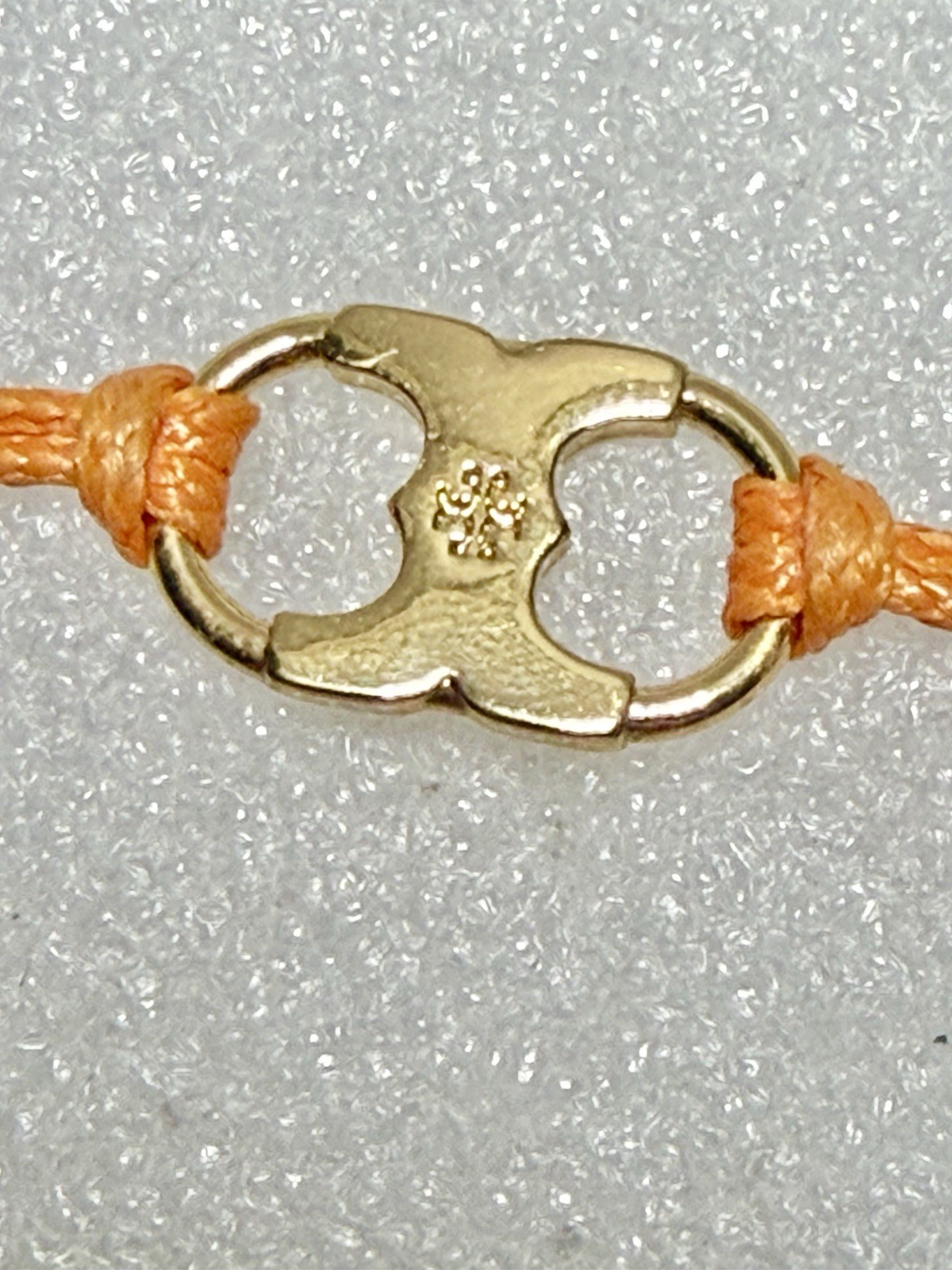 TORY BURCH GoldTone,Orange Cord Logo Charm Adjustable Embrace Ambition Bracelet