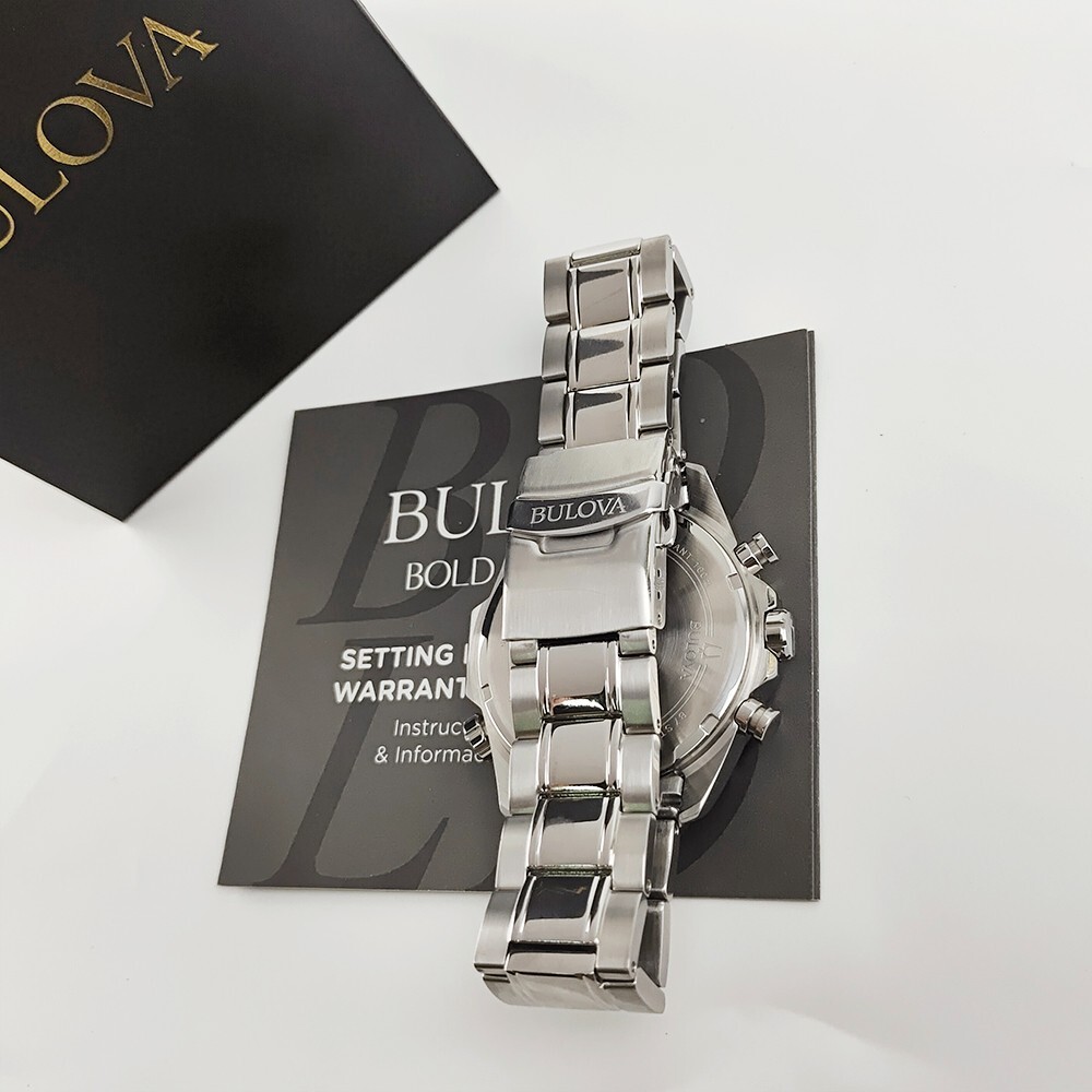 Bulova Men’s Marine Star White Dial Quartz Stainless Steel Watch 43mm 96B255
