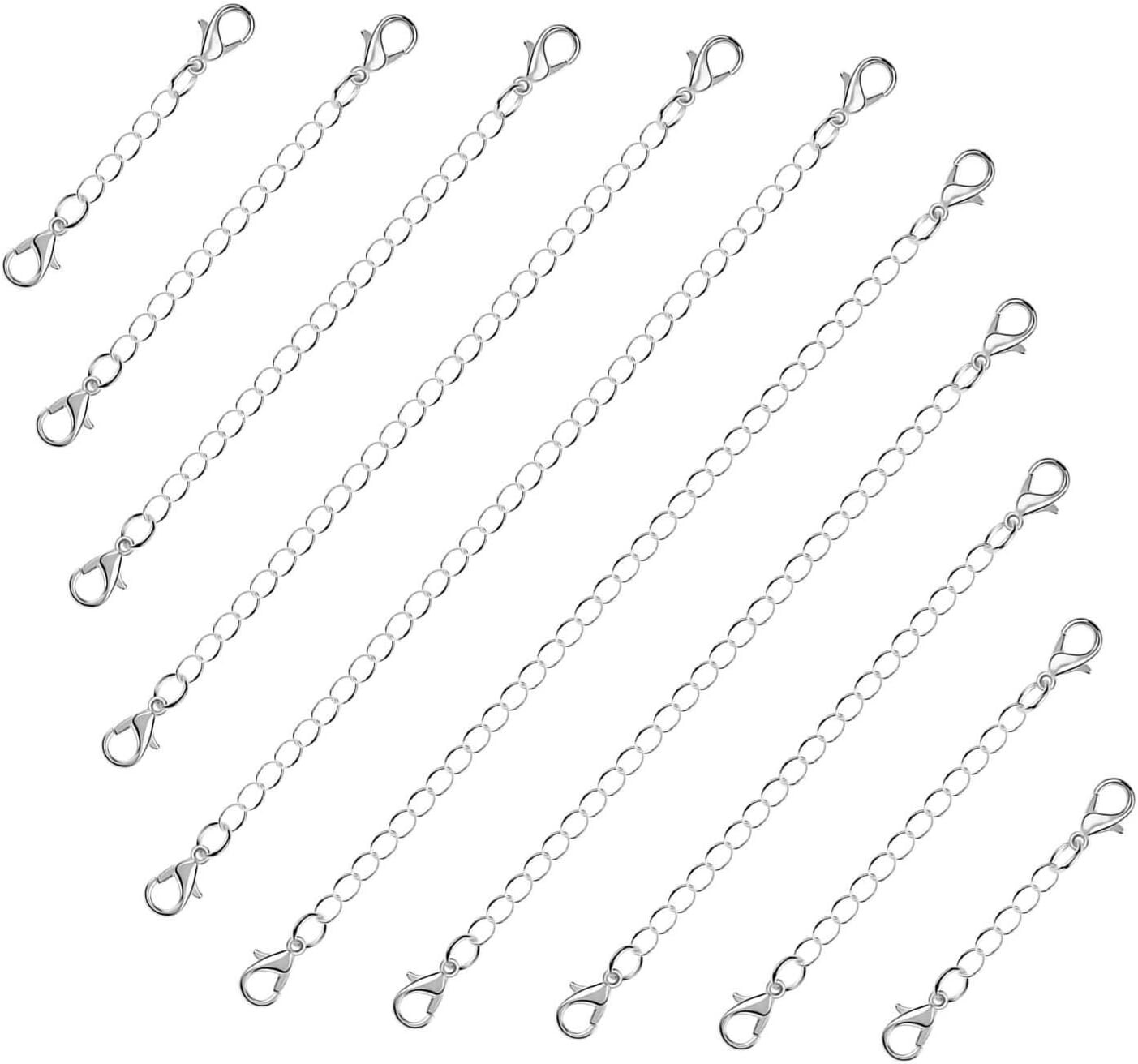 ❤ 1-34 Inches Silver Plated Double Clasps Chain Extender/Extension Necklace UK❤