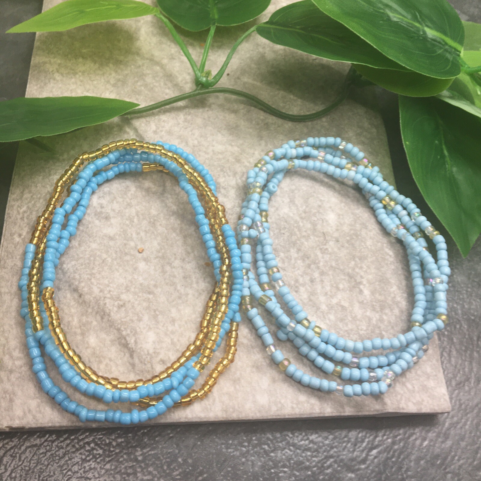 2 PC Handcrafted Waist Beads Jewelry African Bohemia Bracelets Anklet New 7702
