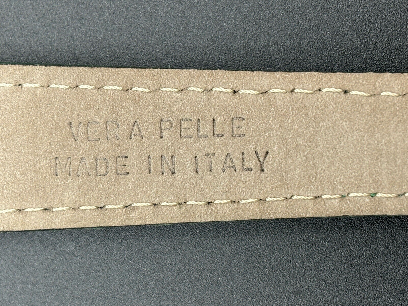 Vera Pelle Made In Italy Wrist Watch Green Strap Stainless Steel READ