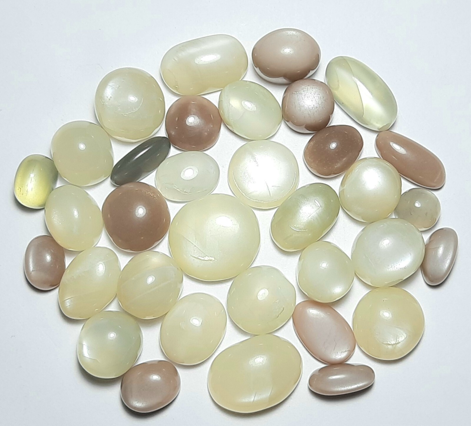 White Grey Peach Chocolate Moonstone Mix 500 Carat Lot Cabochon Free Shipping