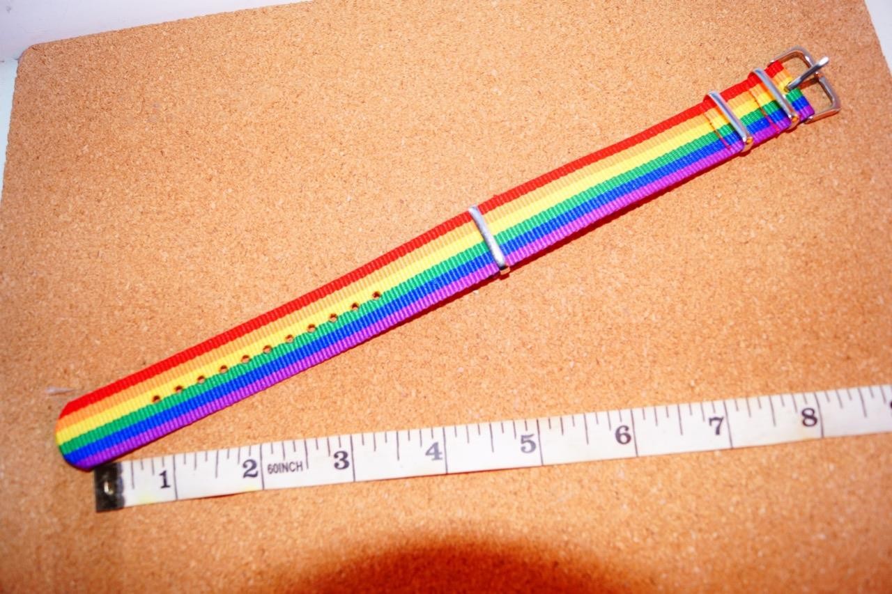 NEW RAINBOW COLOUR 20mm ONE PIECE NYLON WATCH STRAP