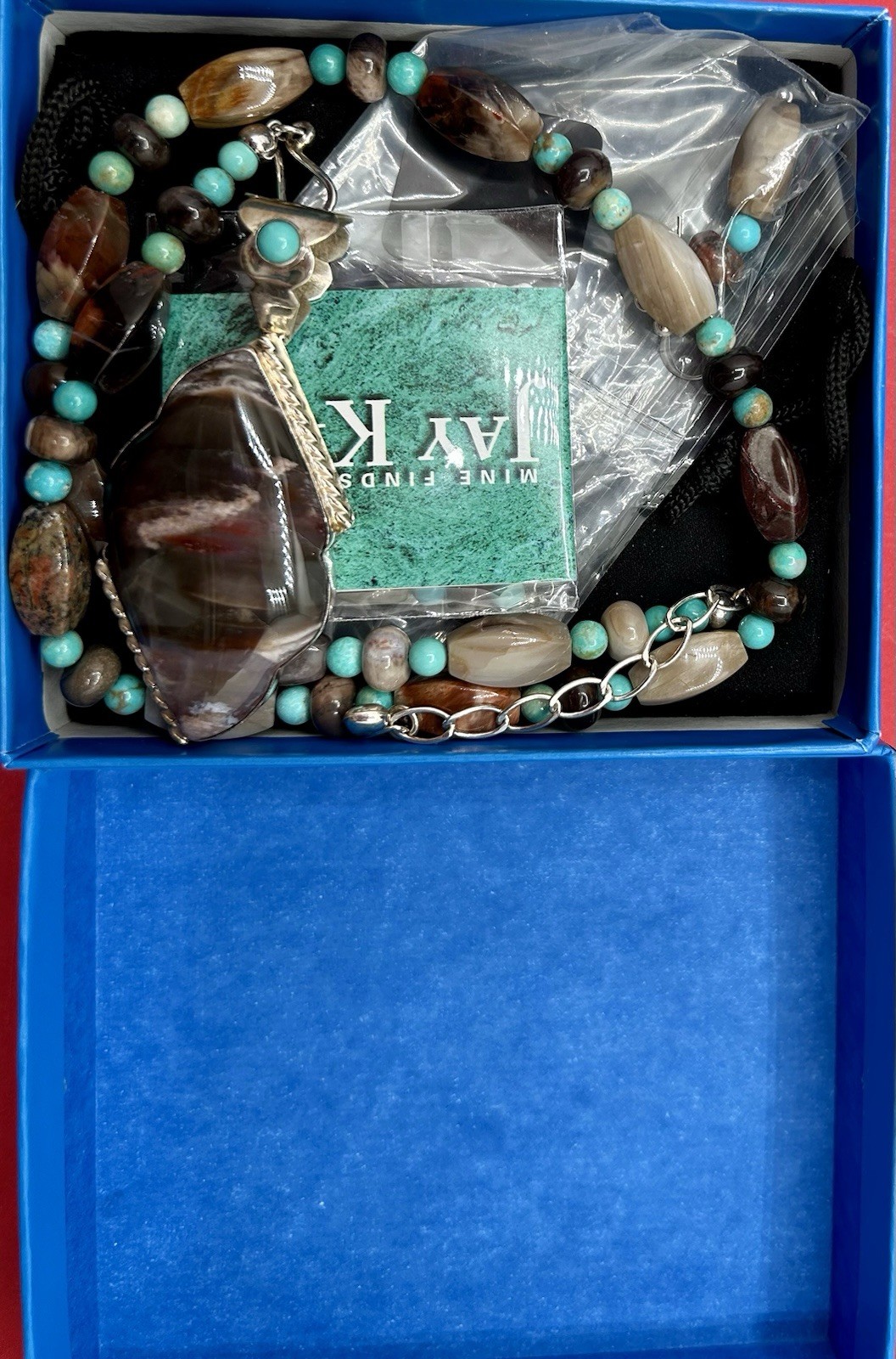925 Jay King Turquoise And Jasper Necklace/pendant And Earrings 17-21”