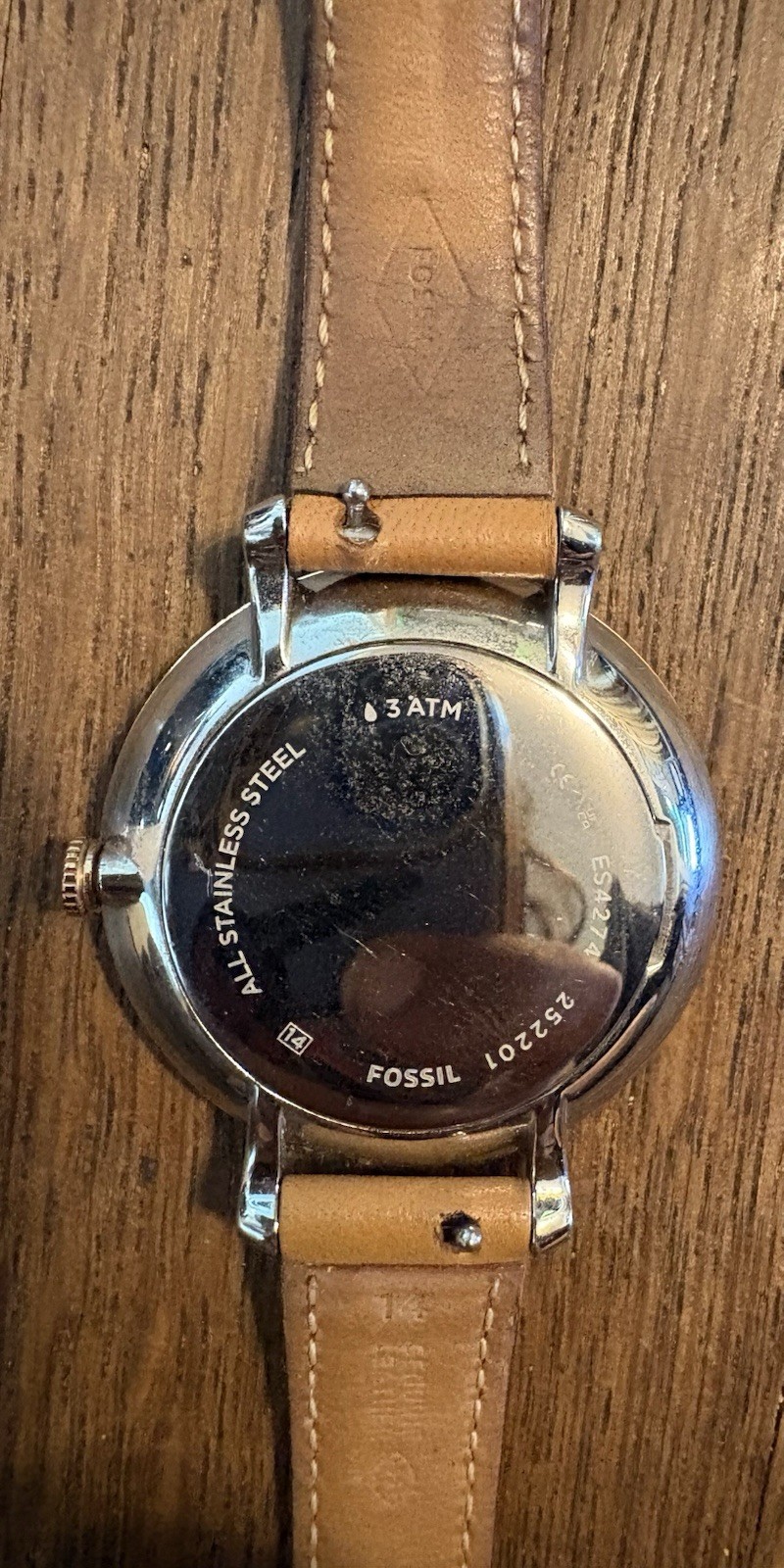Fossil Women’s Carlie mini Blue Dial Brown Leather Strap Watch Stainless Steel