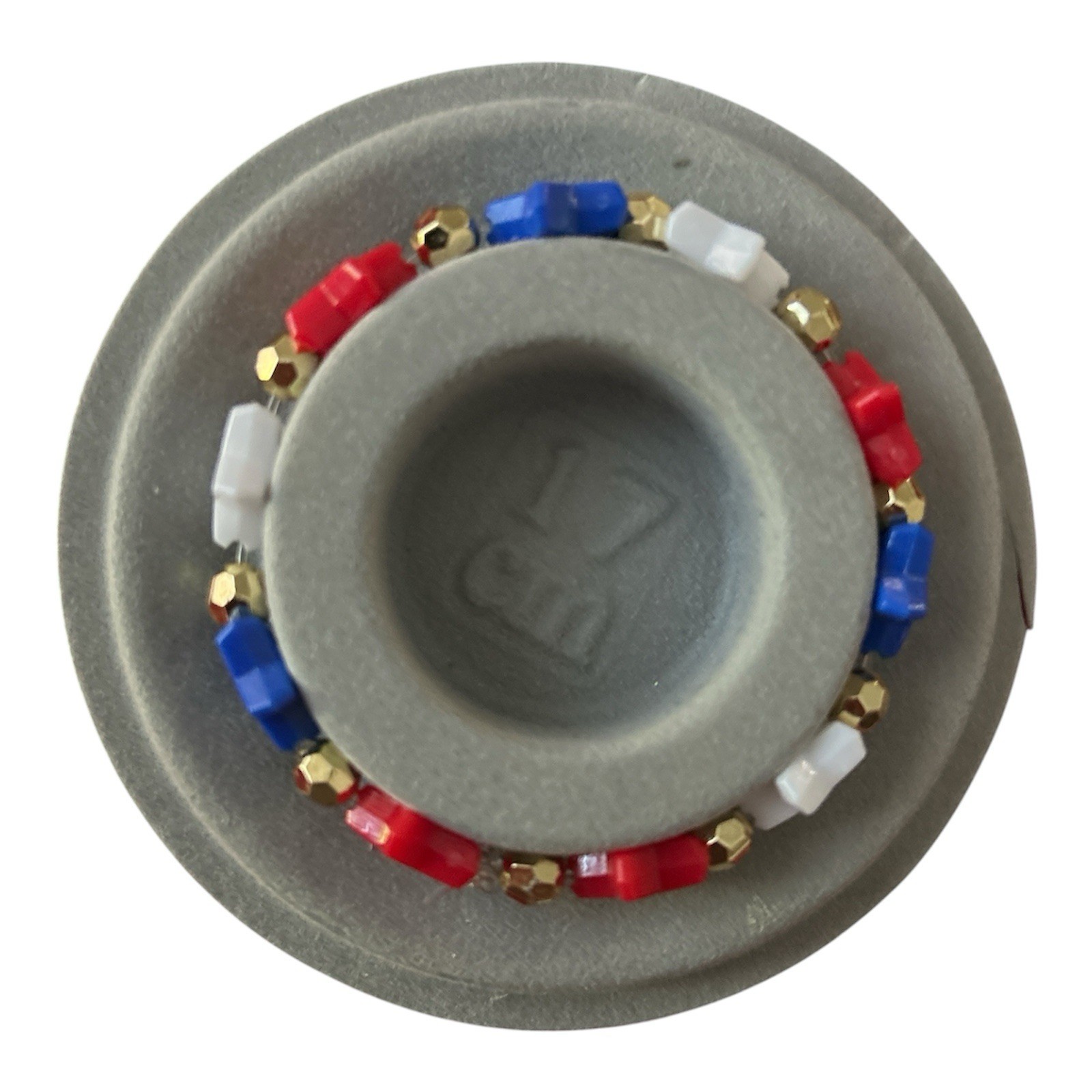 USA Patriotic Stretch Bracelet Red White Blue Stars Gold Spacer Beads