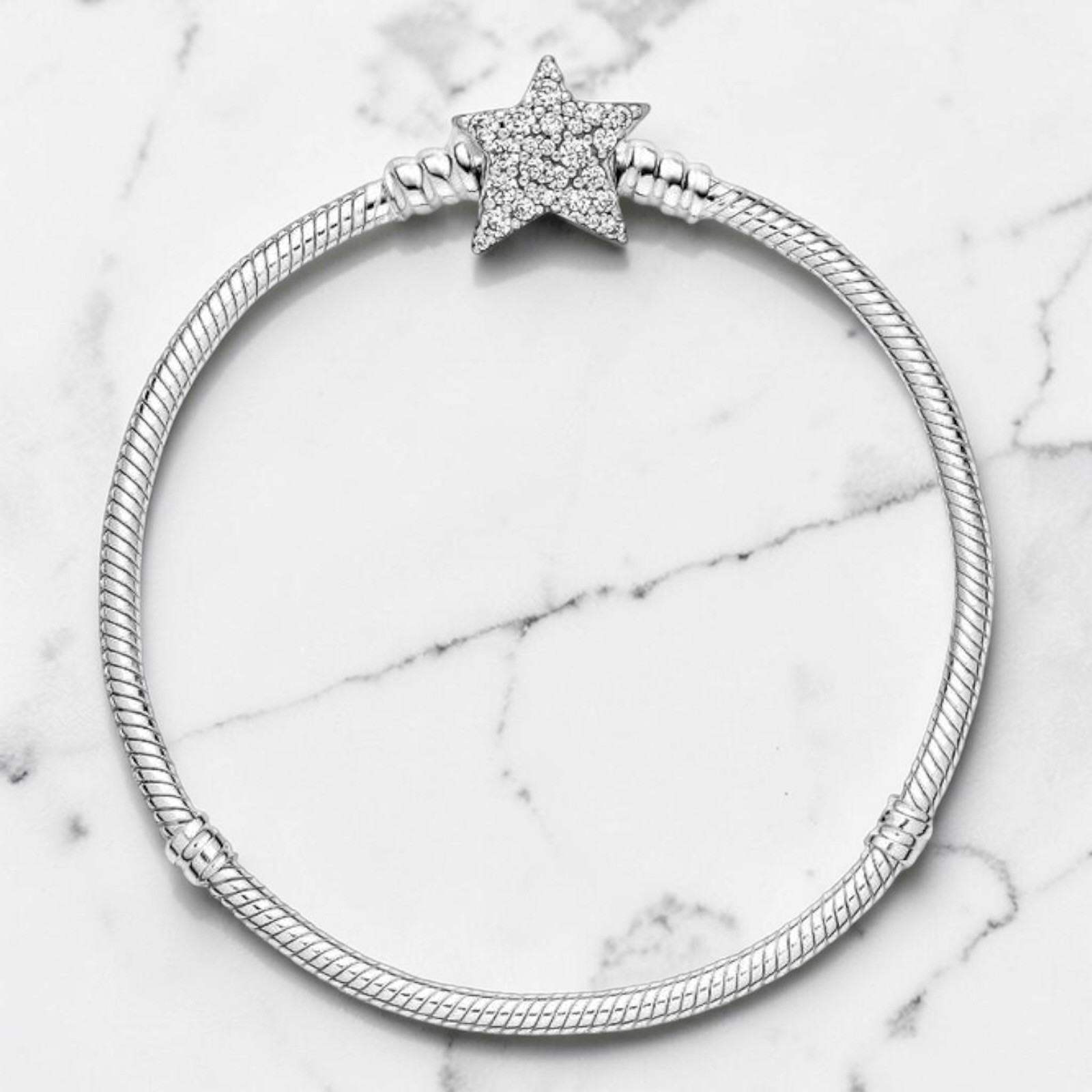 NEW Pandora Moments Asymmetric STAR CLASP Snake Chain Bracelet 6.7in – 17cm