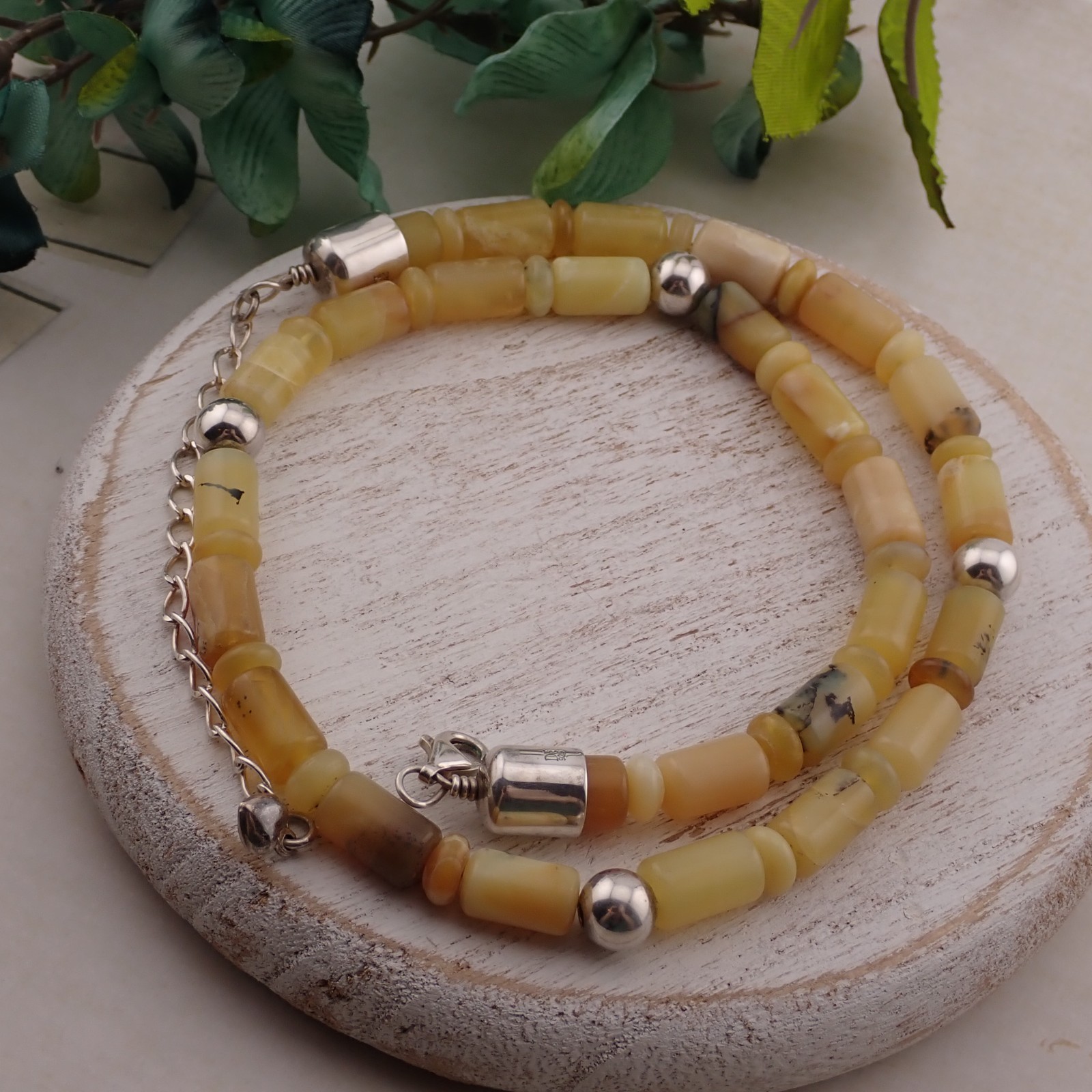 VTG DTR Jay King Sterling Silver End Clasp Beaded 21″ Adj Tan Agate Necklace