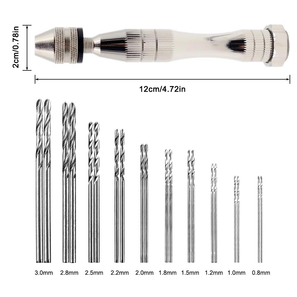 Hand Pin Vise with 20 Pcs Drill Bits, Precision Hand Drill Rotary Tool with M…