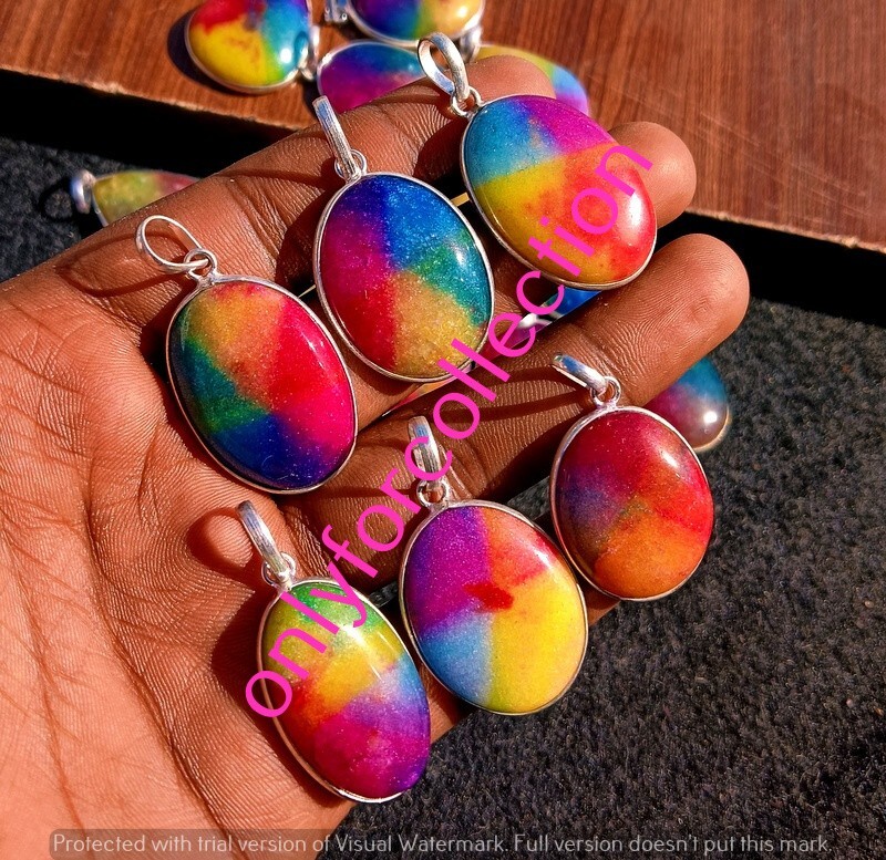 Rainbow Solar Quartz Gemstone 925 Sterling Silver Plated Wholesale Pendants Lot