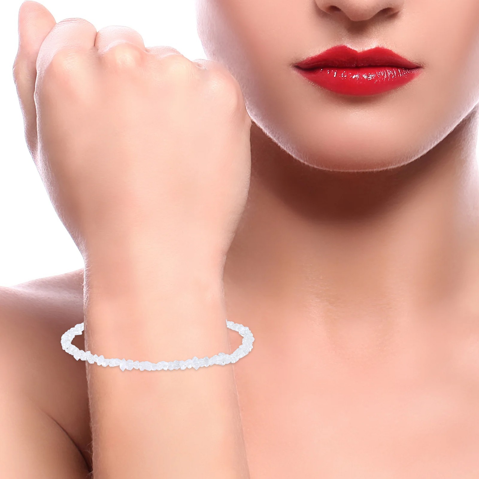 Double Terminated Natural Herkimer Diamond Quartz Bracelet in Various Sizes