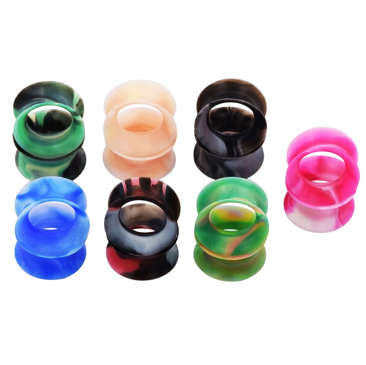 Lot 36pcs Silicone Ear Gauges Flesh Tunnel Plugs Body Piercing Jewelry Wholesale