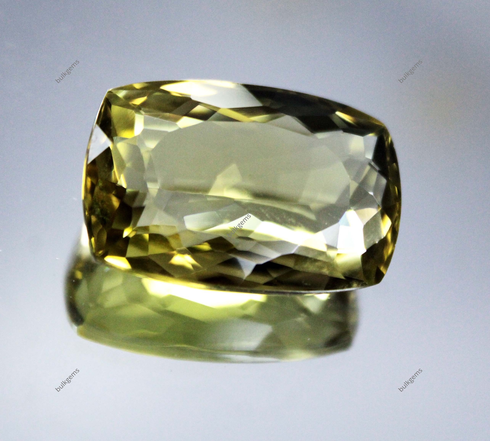 22.65 Ct NATURAL Certified Gold Lemon Quartz Cushion Checker Cut Loose Gemstone