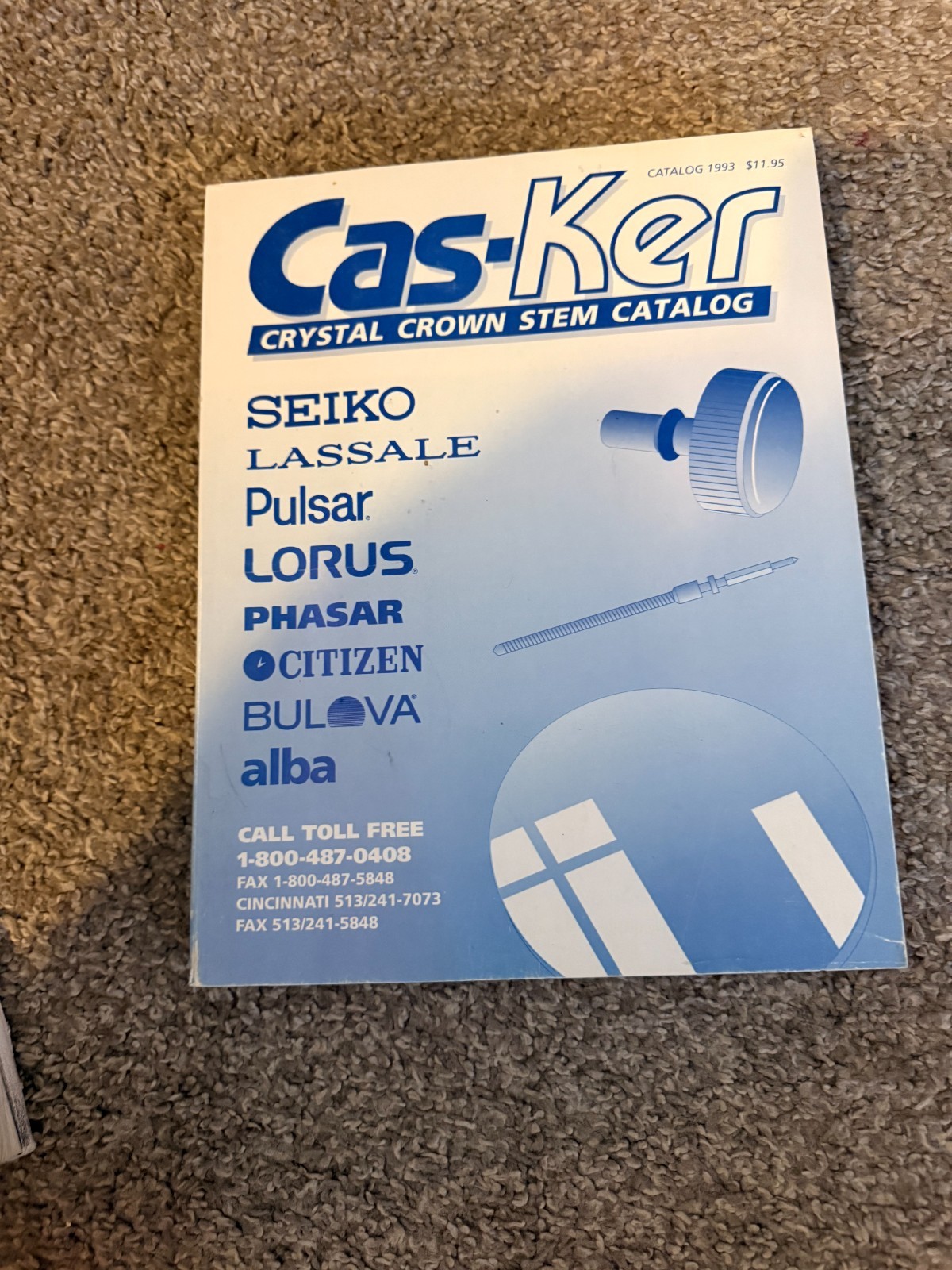 RARE Cas-Ker Crystal Crown Stem Catalog Cross Reference 1993 Seiko Pulsar Bulova