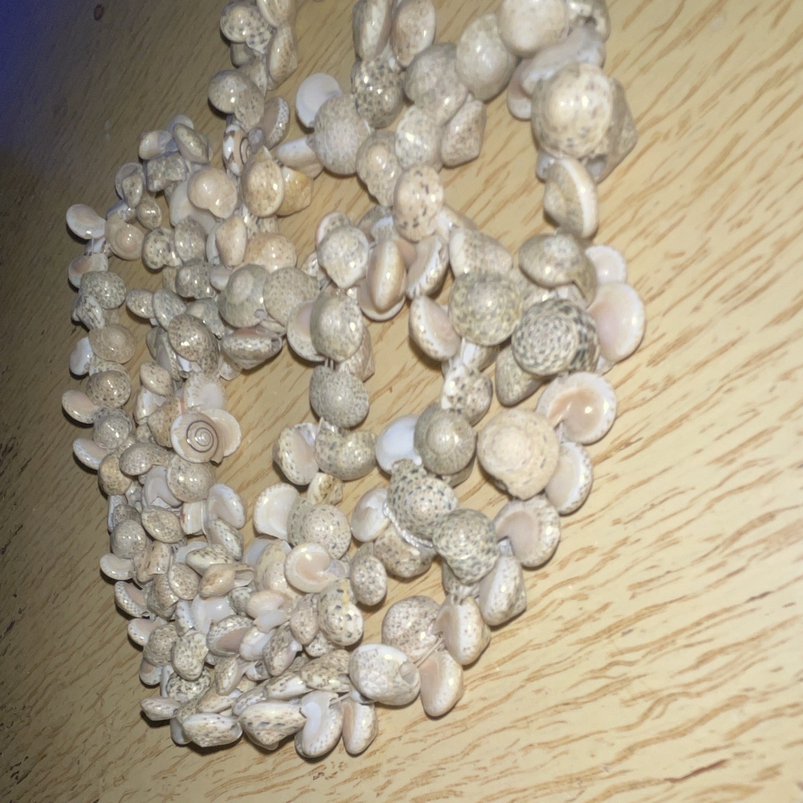 White Beige Natural Shell Beaded Strand Necklace No Clasp Beach/Ocean