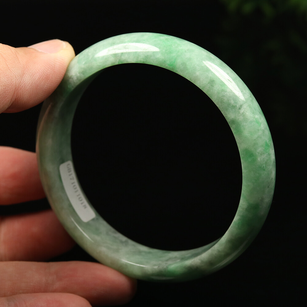 61mm Certified Grade A 100% Natural Green Jadeite Jade Bangle Bracelet SEC02089