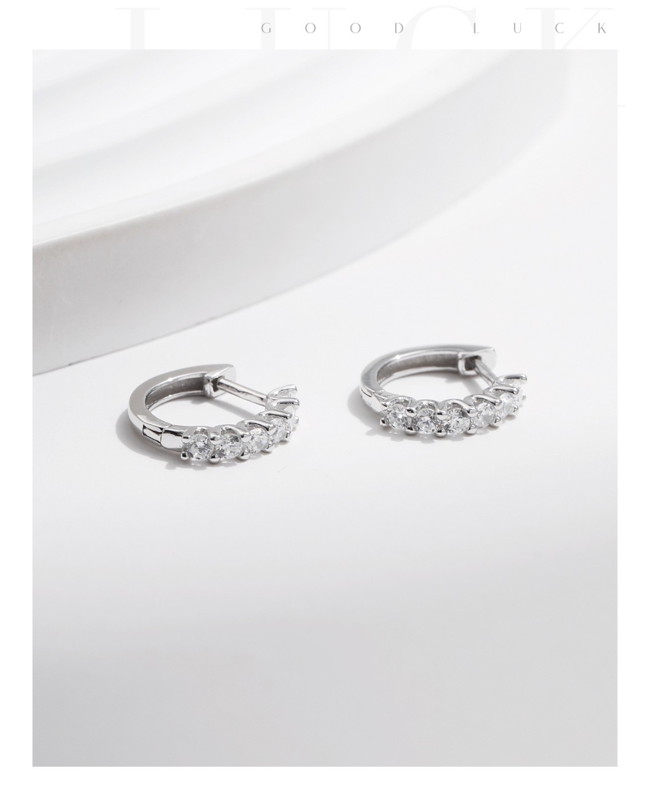 925 Sterling Silver D Color VVS1 Moissanite Pave Huggie Hoop Earrings