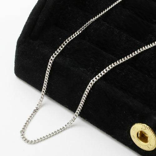 Pt850 Solid Platinum 1.3mm 2-Sided Curb Link Chain Necklace 17.75″ Adjustable